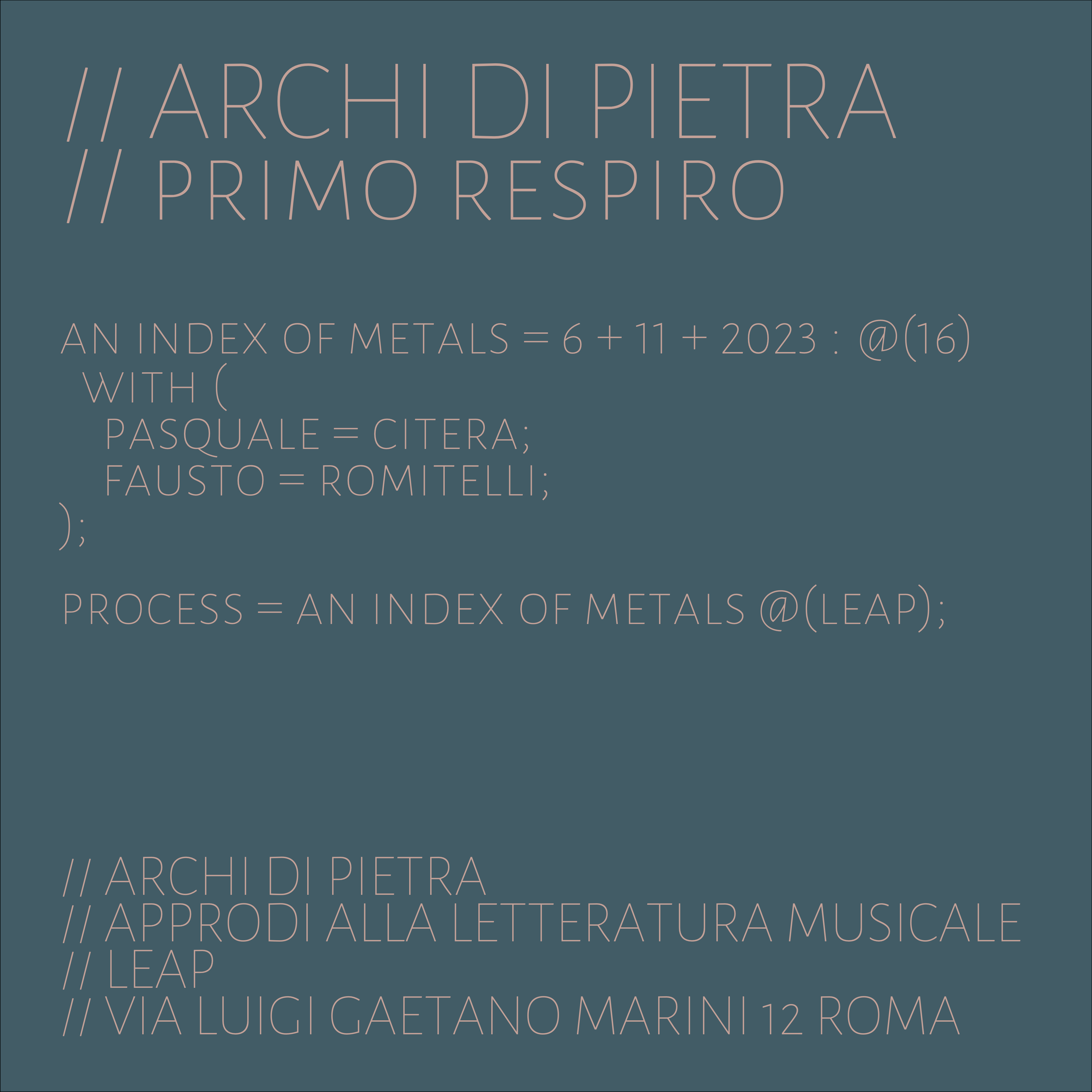 archi di pietra, primo respiro